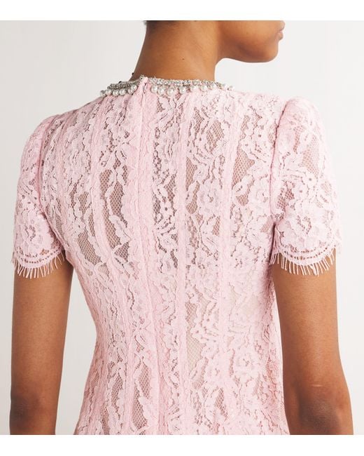 Self-Portrait Lace Embellished Midi Dress in Pink | Lyst Self-Portrait Lace Embellished Midi Dress in Pink | Lyst