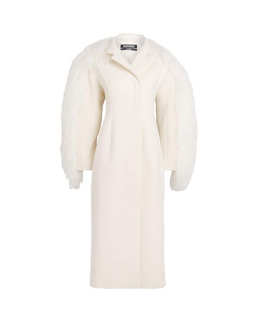 Jacquemus White Virgin Wool Boa Coat
