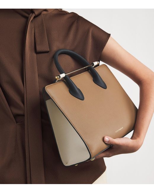 Strathberry Brown Midi Leather Tote Bag