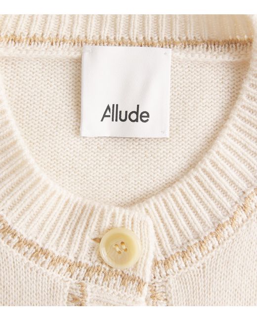 Allude White Wool-Cashmere Button-Up Cardigan