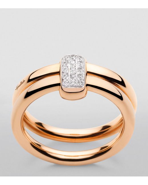 Pomellato Metallic And Diamond Together Ring