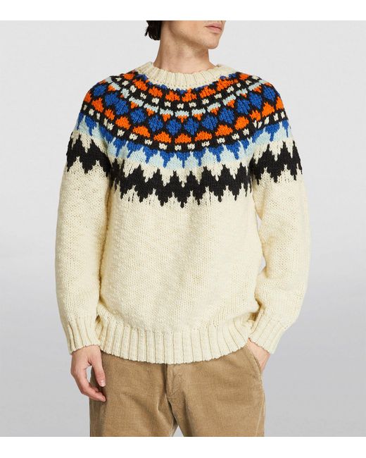NN07 Blue Wool Fair Isle Sweater for men