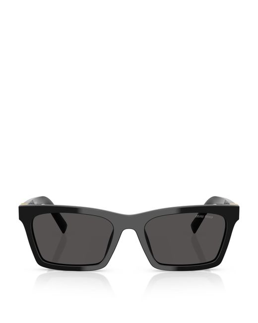 Miu Miu Black Acetate Rectangular Sunglasses