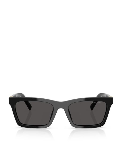 Miu Miu Black Acetate Rectangular Sunglasses