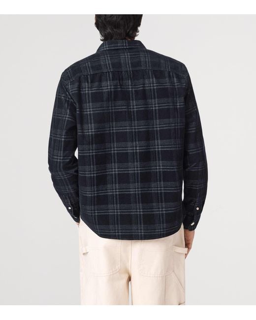 AllSaints Blue Organic Cotton Check Rockley Shirt for men
