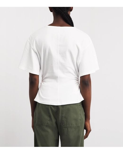 Citizens of Humanity White Cotton Ruched Fabien T-Shirt