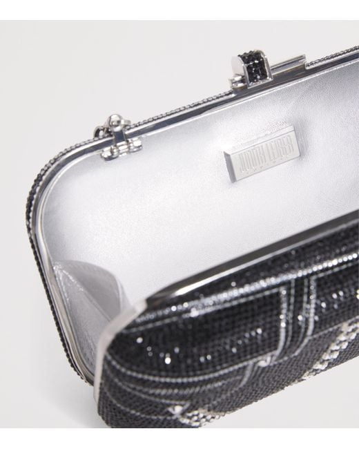 Judith Leiber Black Crystal Jeans Long Slide Clutch Bag
