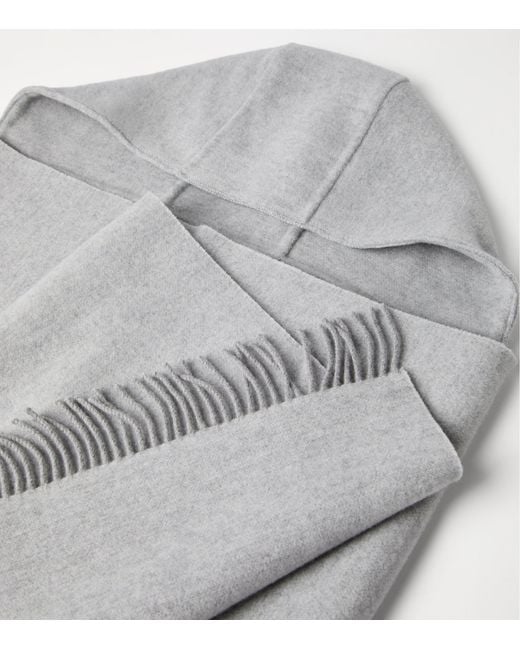Brunello Cucinelli Gray Wool-Cashmere Hood Scarf