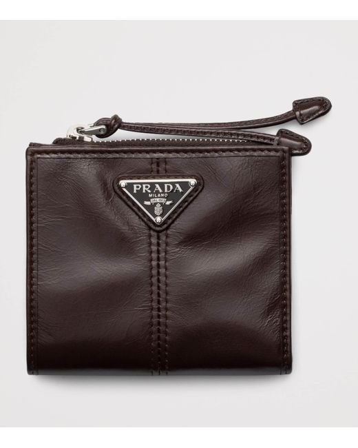 Prada Black Small Leather Zipped Wallet for men