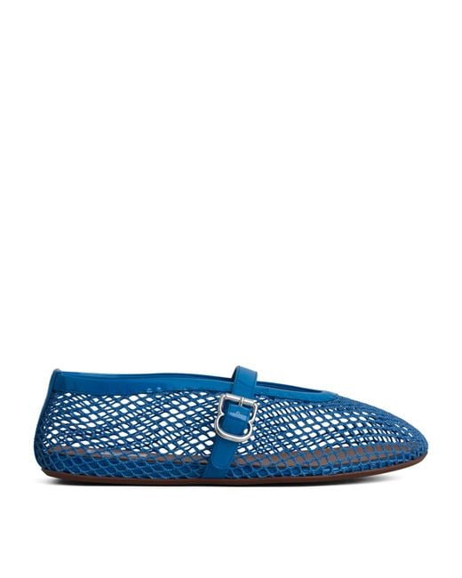 Alaïa Blue Leather Mesh Ballet Flats