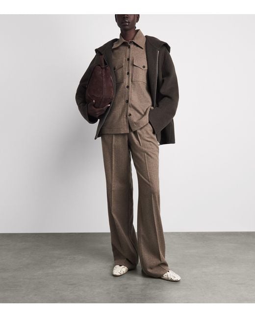 Kiton Brown Virgin Wool-Cashmere Straight Trousers