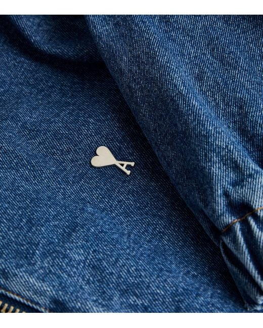 AMI Blue Logo Hardware Denim Jacket for men
