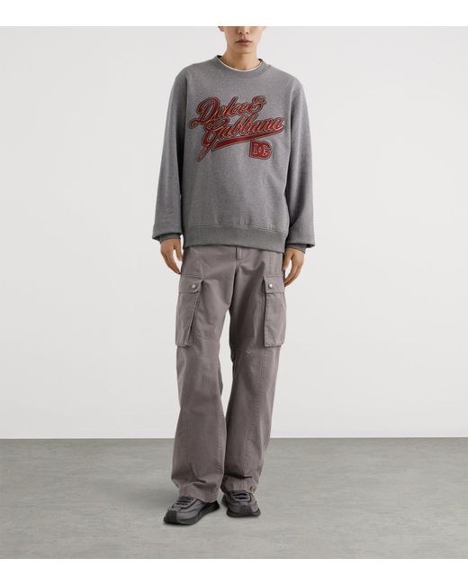 Dolce & Gabbana Gray Cotton Graphic Sweatshirt