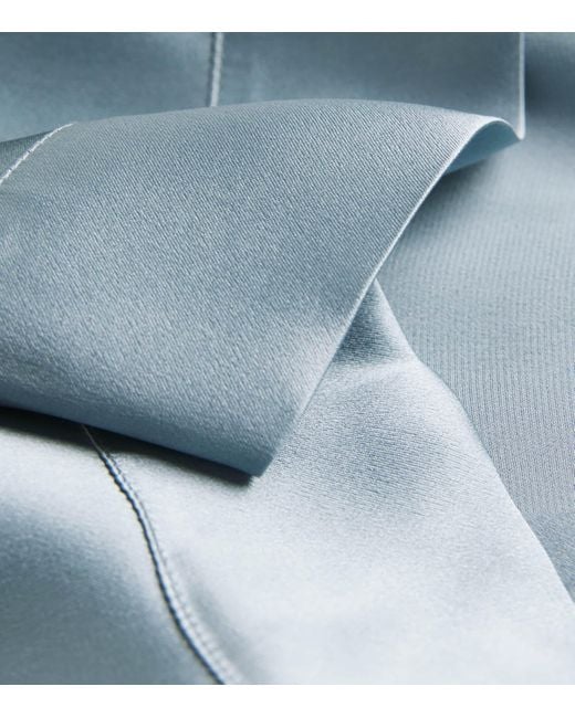 Carine Gilson Blue Silk Lace-Trim Short Kimono Robe