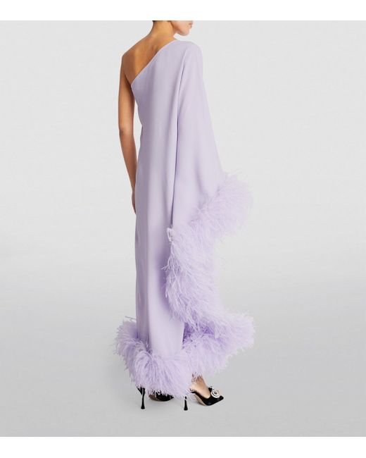 ‎Taller Marmo Purple Feather-Trim Ubud Maxi Dress