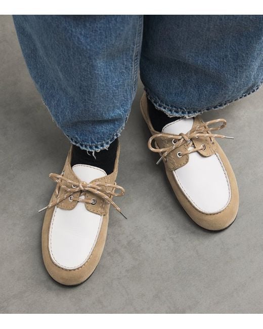 Sandro Natural Suede Two-Tone Boat Shoes