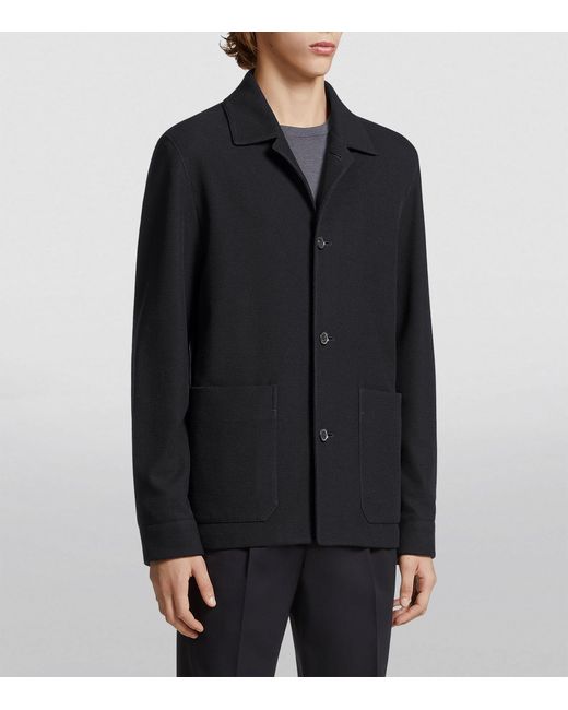 Zegna Blue Wool-cotton Jerseywear Chore Jacket for men