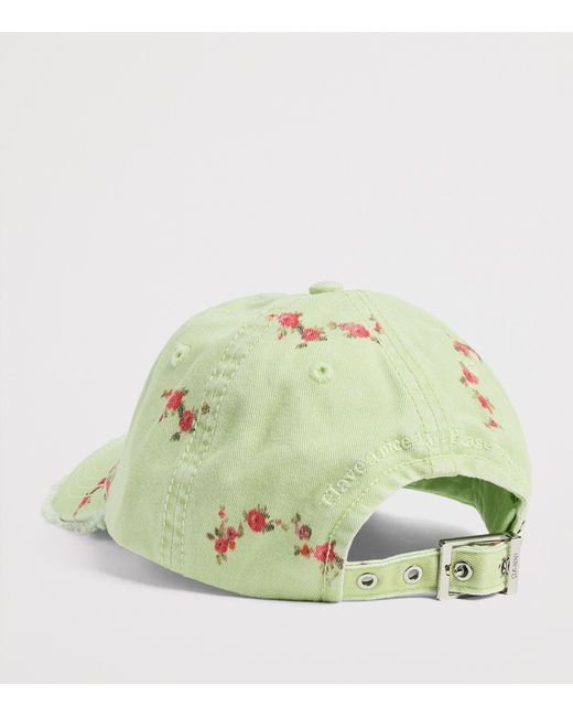 Ganni Green Organic Canvas Baseball Cap