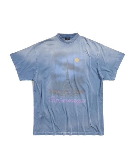 Balenciaga Oversized Paris Moon T-Shirt in Blue for Men | Lyst UK