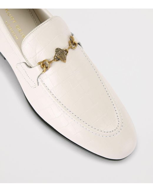 Kurt Geiger White Croc-Embossed Leather Alton Loafers for men