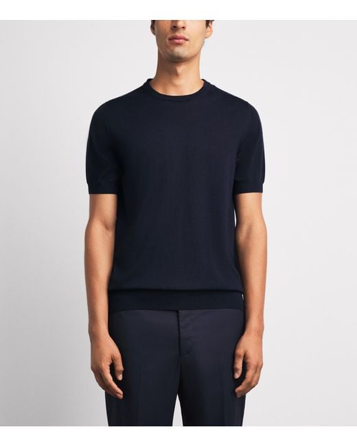 Lardini Blue Virgin Wool Knitted T-Shirt for men