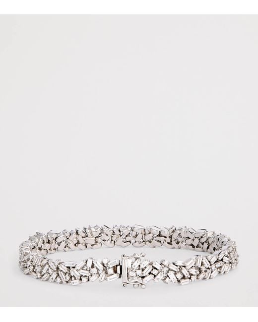 Suzanne Kalan White And Diamond Classic Midi Sparkler Tennis Bracelet