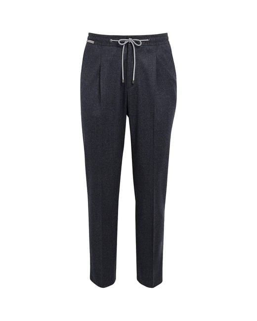 Corneliani Blue Virgin Wool Drawstring Trousers for men