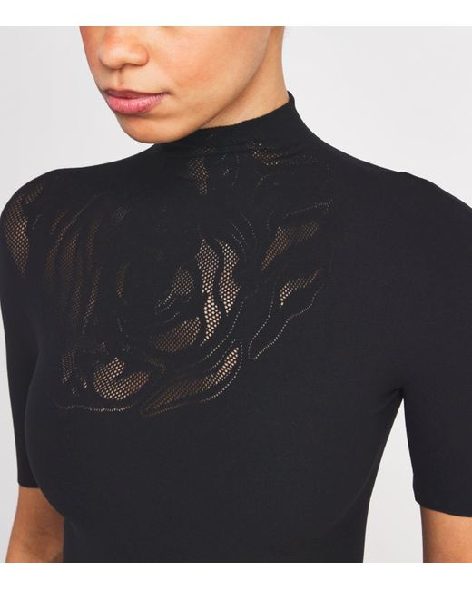 Wolford Black Rose Mock-Neck Top