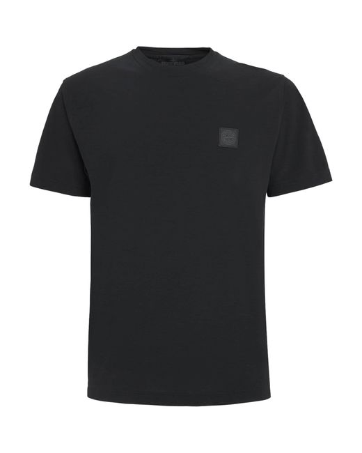 Stone Island Black Cotton Logo T-Shirt for men