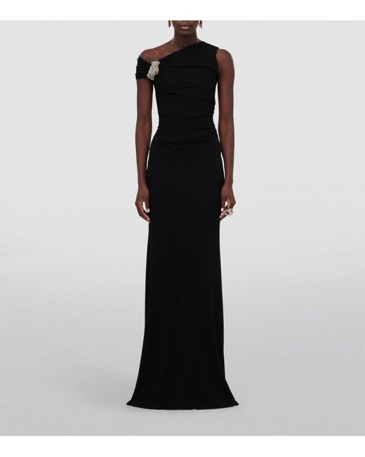 Alexander McQueen Black Crystal-embellished Maxi Dress