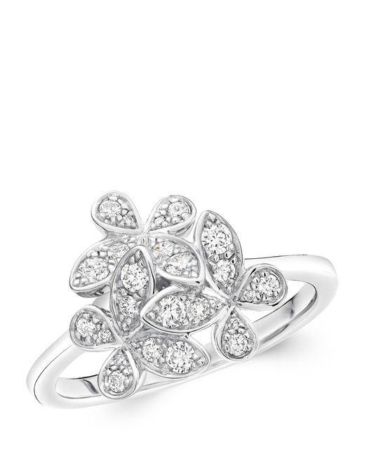Graff Mini White Gold And Diamond Triple Butterfly Ring