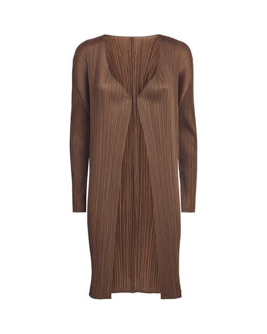 Pleats Please Issey Miyake Brown New Colorful Basics Longline Cardigan