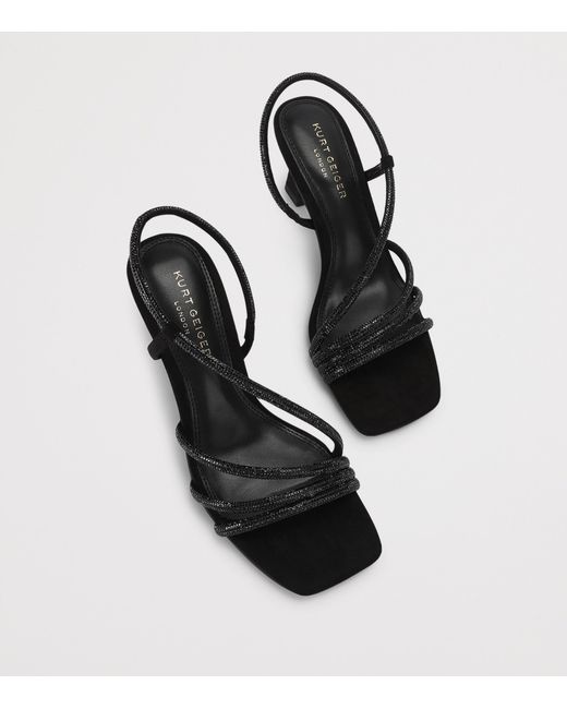 Kurt Geiger Black Leather Embellished Annabel Heeled Sandals 80