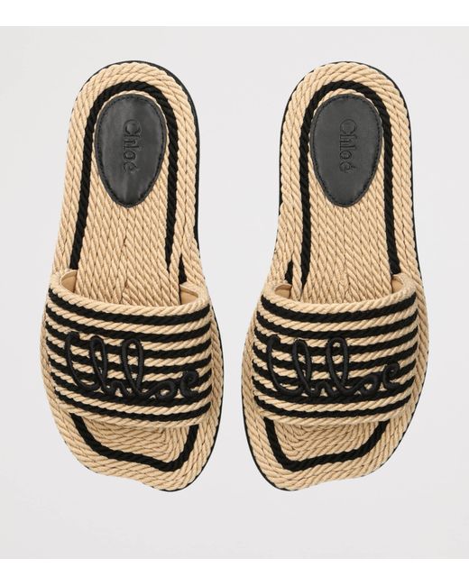 Chloé Brown Woven Logo Sandals