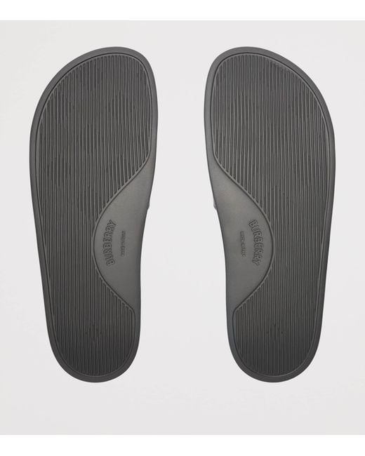 Burberry Gray Check Slides for men