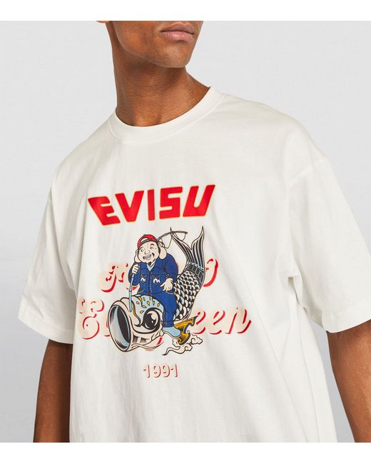 Evisu White Oversized Koinobori T-shirt for men