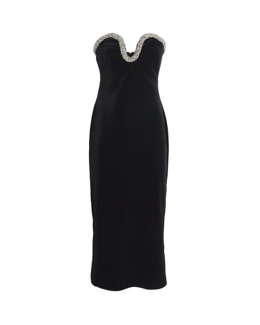Roland Mouret Black Embellished Off-The-Shoulder Midi Dress