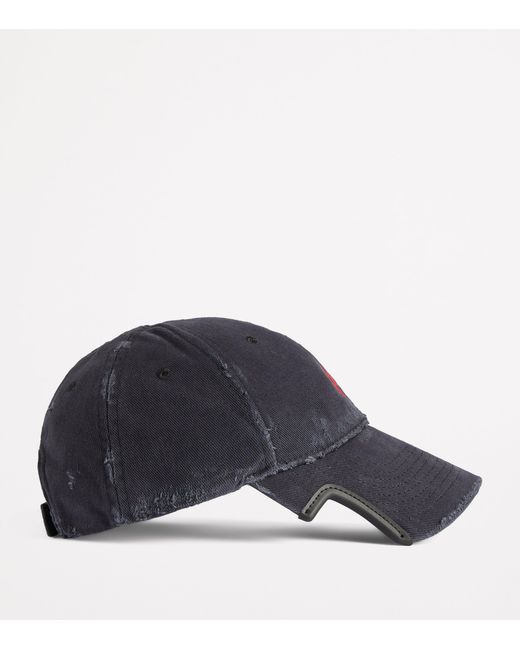 Balenciaga Gray Cotton Laurel Baseball Cap