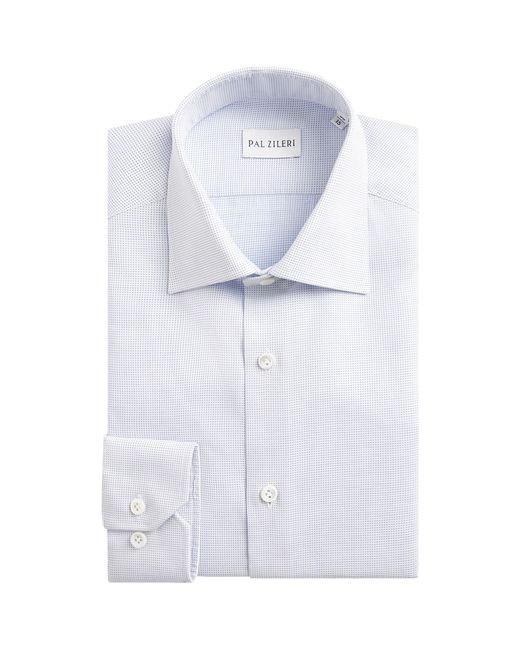 Pal Zileri White Cotton Micro-Check Shirt for men
