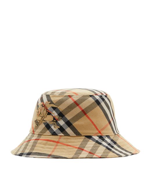 Burberry Natural Cotton-blend Check Bucket Hat for men