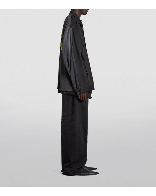 Balenciaga Gray Denim Oversized Hybrid Jacket for men