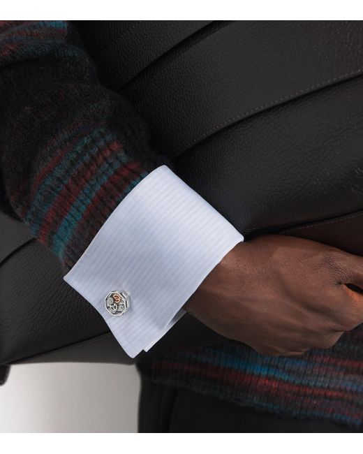 Tateossian Black Palladium Octo Gear Cufflinks for men