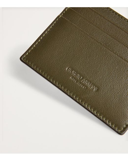 Giorgio Armani Green Lamb Leather Card Holder for men