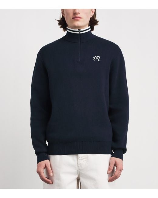 Malbon Blue Sorrel Quarter-Zip Sweater for men