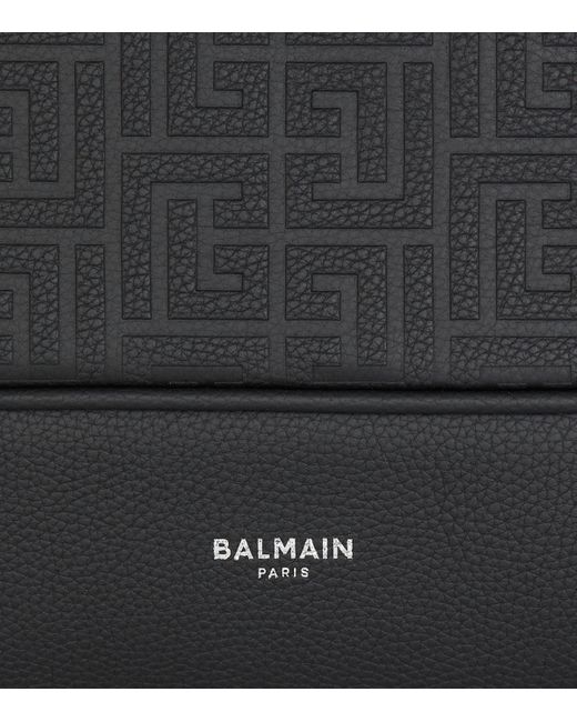 Balmain Black Leather Pb Monogram Backpack for men