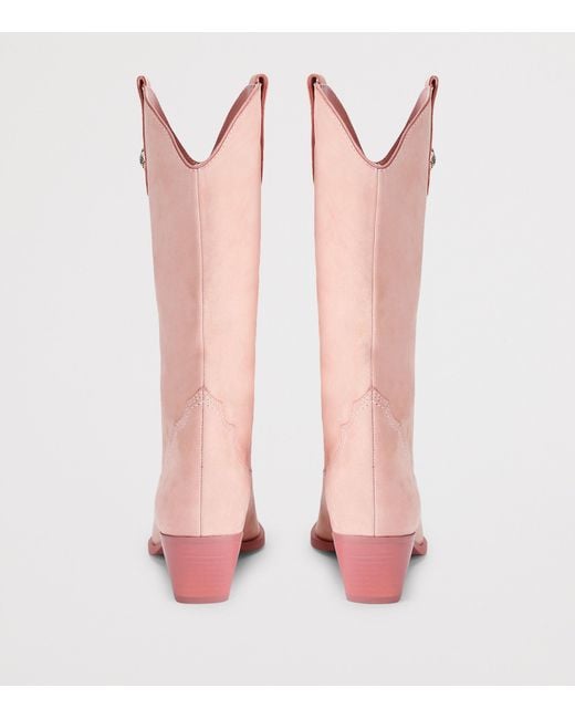 Kurt Geiger Pink Suede Kurt's Cabana Kiss Cowboy Boots