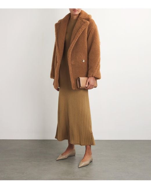 Max Mara Brown Alpaca-Blend Short Teddy Coat