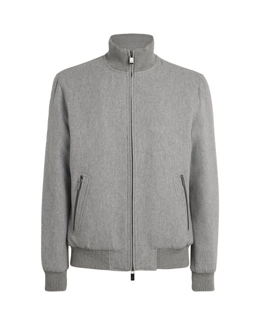 Pal Zileri Gray Wool-Blend Padded Bomber Jacket for men