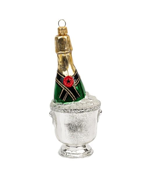 Harrods Metallic Glass Champagne And Ice Bucket Tree Decoration
