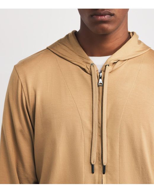 Derek Rose Natural Micromodal Zipped Hoodie for men